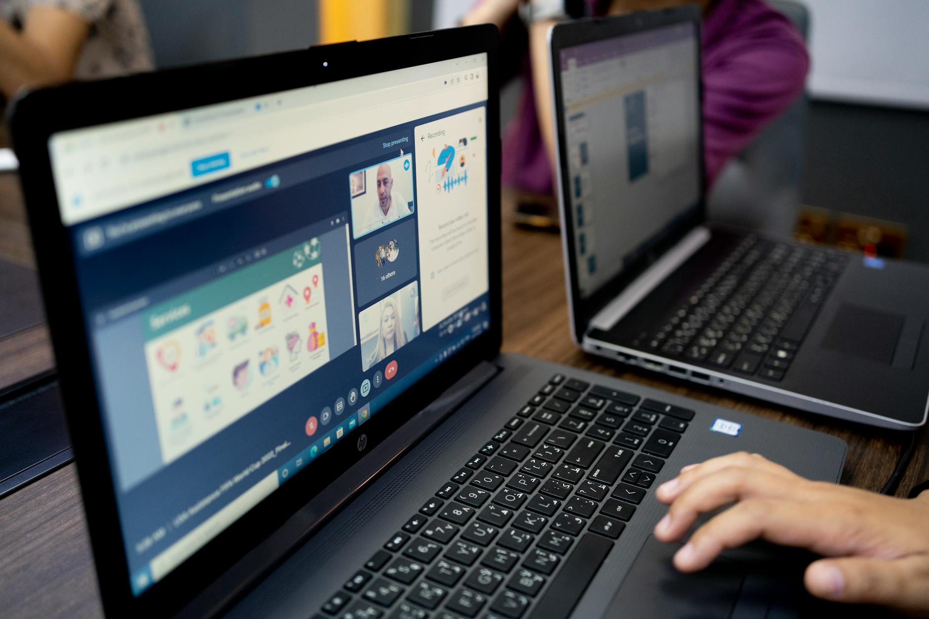 making a video call on a laptop
